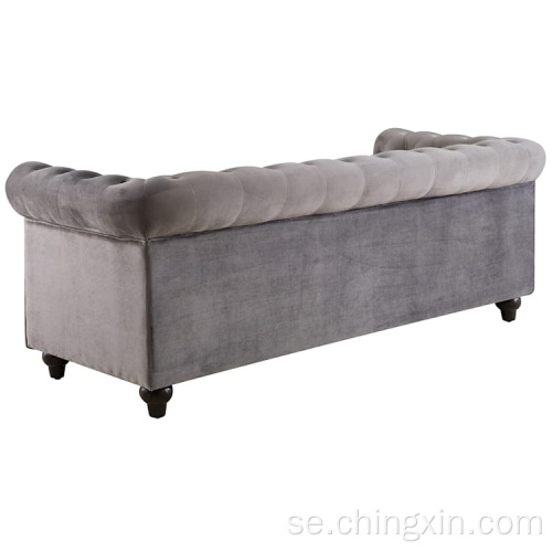 Vardagsrumsmöbler europeisk stil tufted sammet chesterfield soffa soffa